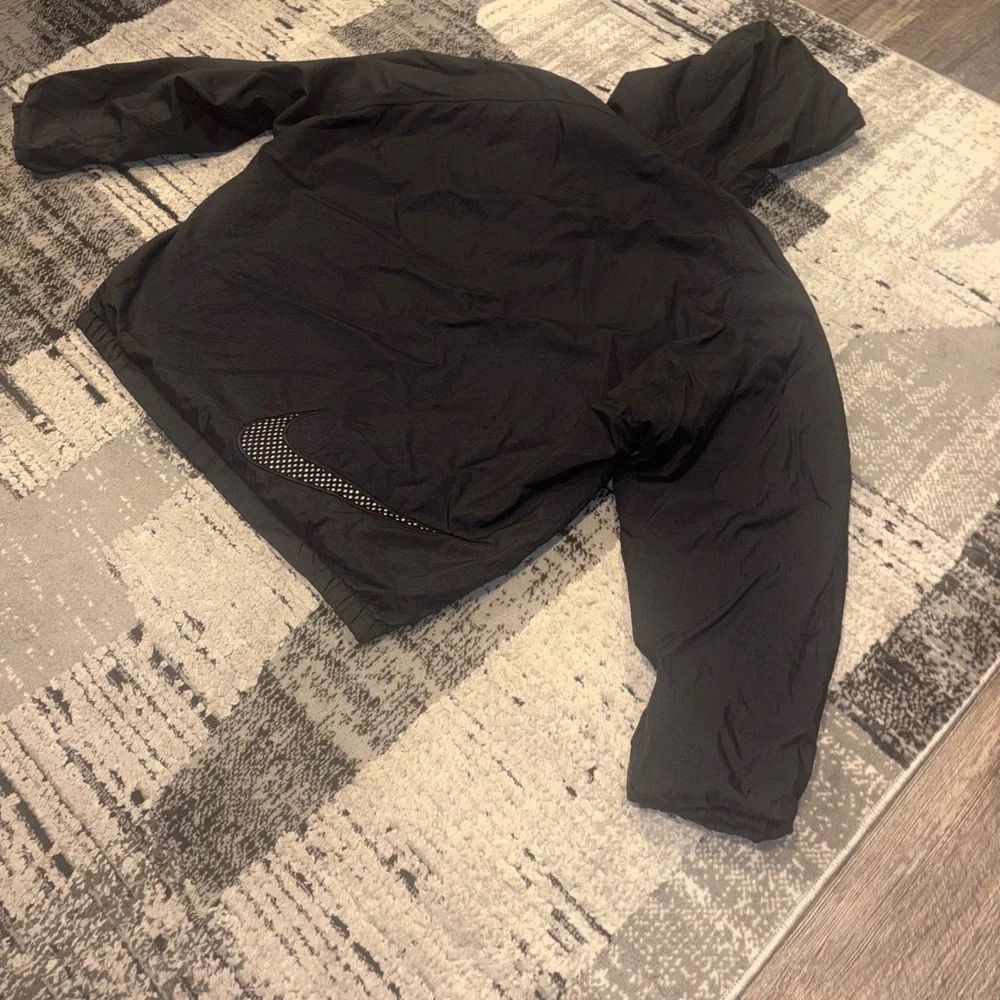 Vintage Nike Big Swoosh Insulated Hooded Windbreaker Jacket XL Black